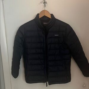 Patagonia Navy Puffer Jacket with Stand-Up Collar